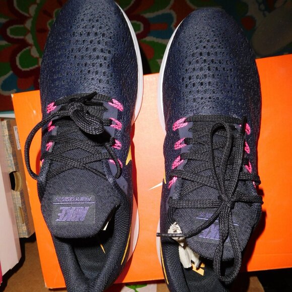 NEW 10M WOMENS NIKE AIR ZOOM PEGAGUS 35 RUNNING SNEAKER GRID IRON BLACK ORANGE - Picture 6 of 10